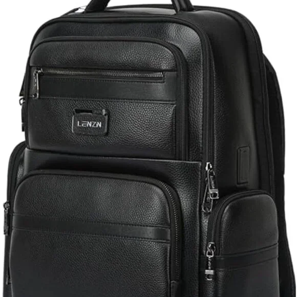 LENZN Durable Leather Laptop Business Backpack - Picture 1 of 9